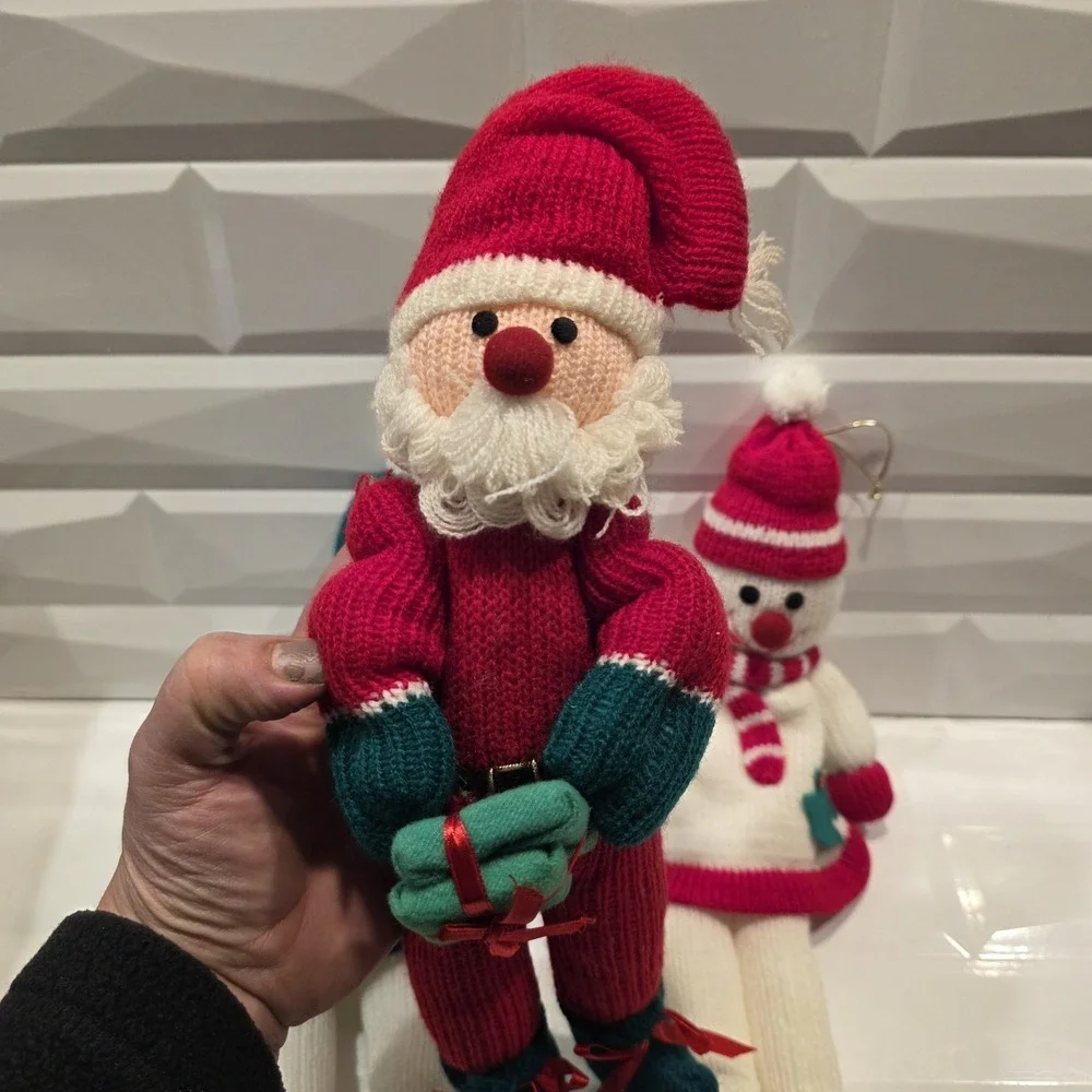 Vintage Crochet Knitted Stuffed Snowman Soft‎ Toy 16